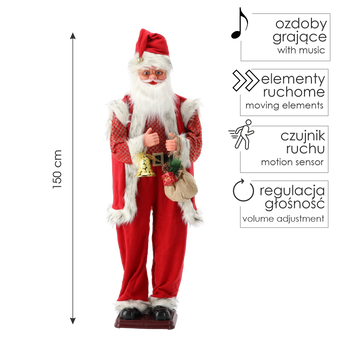MOVING AND SINGING SANTA 150 CM