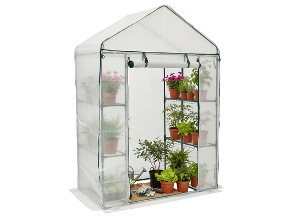 SZKLARNIA OGRODOWA Z PÓŁKAMI BIAŁA 140 x 73 x 200 CM