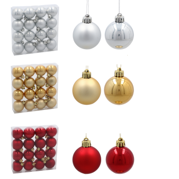 KPL. 16 BOMBEK 4 CM RED / GOLD / SILVER *3856