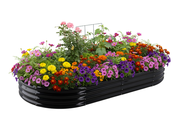 GRZĄDKA WARZYWNO-KWIATOWA 240 X 120 X 30 CM OWALNA ANTRACYT