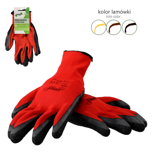 GARDEN GLOVES "7", POLYESTER WITH LATEX PACKET=12