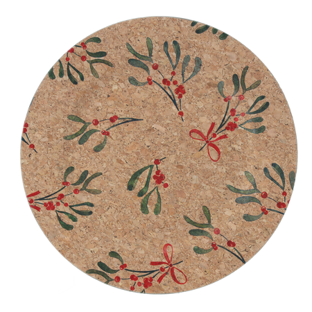 PLATE 33 x 33 x 1.5 CM CORK WITH MISTLETOE