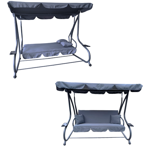 GARDEN SWING 210 X 120 X 170 CM ANTHRACITE WITH SUNBED FUNCTION