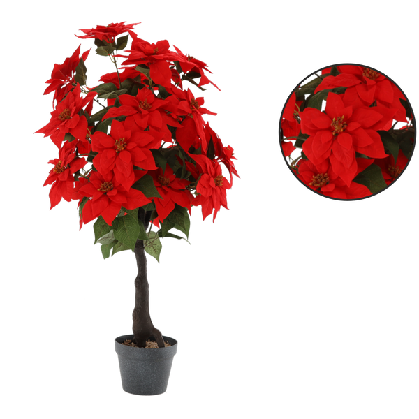 ARTIFICIAL TREE - POINSETTIA 1M RED