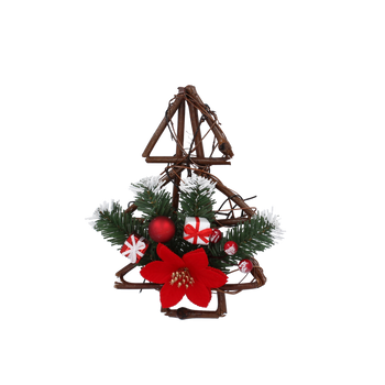 DREVÁNY VISIACI STROMČEK 25 CM ČERVENÝ S POINSETTIÁM *9763