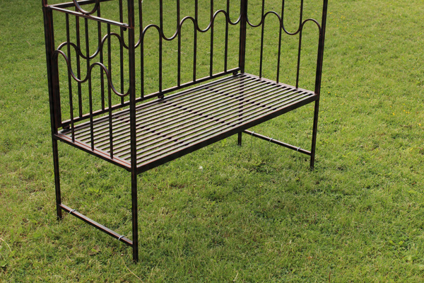 PERGOLA OGRODOWA Z ŁAWKĄ 123 x 63 x 252 CM ANTYCZNY BRĄZ*1456