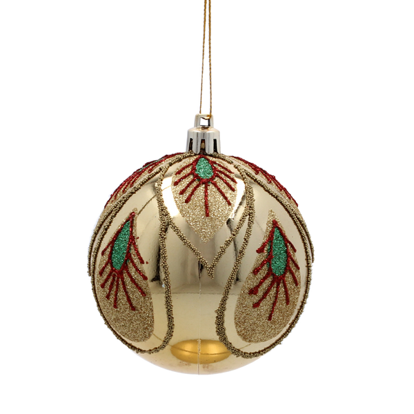 SADA 6 ZLATÝCH OZDOB CHRISTMASOVÝCH 8 CM MIX VZORŮ *5829