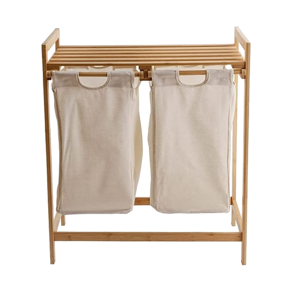 REGAŁ BAMBUSOWY Z DWOMA KOSZAMI 64x33x73 CM *6998