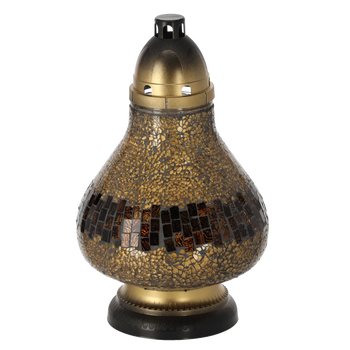 CANDLE 37CM/50H STAINED GLASS DECANTER GOLD PACK=4PCS*0593