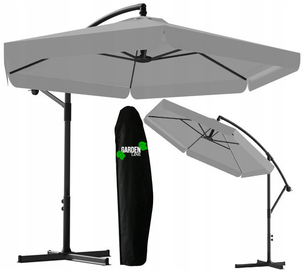 ZAHRADNÍ PARASOL 3 M ŠEDÝ "BANÁN" S OBALOM *5316