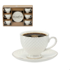 SET OF 6 EMBOSSED CUPS WITH SAUCER 250 ML WITH GOLDEN DECORATIVE STRIPE