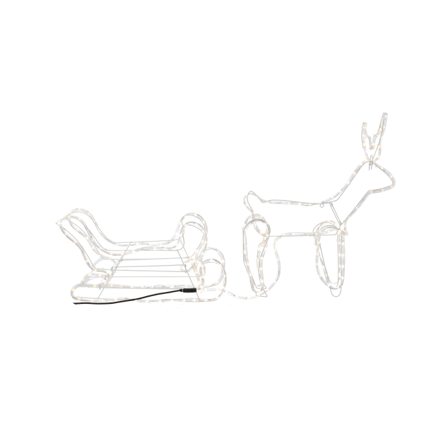 LED CHRISTMAS DEER WITH SLEIGH 1,2 M WARM WHITE + COLD WHITE FLASH IP44