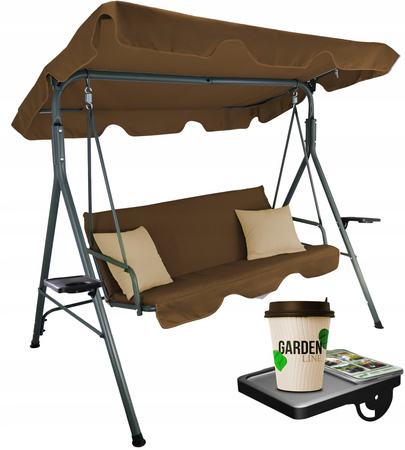 LEAGĂNĂ DE GRĂDINĂ A-TYPE 170 x 118 x 153 cm MARO CU SPUME BEIGE ȘI SUPORTURI PENTRU CAFEA *7626