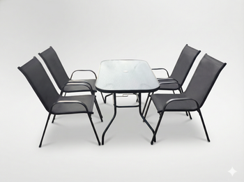 ZESTAW MEBLI OGRODOWYCH - STÓŁ 120 x 70 x 70 CM + 4 KRZESŁA 91 x 54 x 70 CM - CZARNY *6629