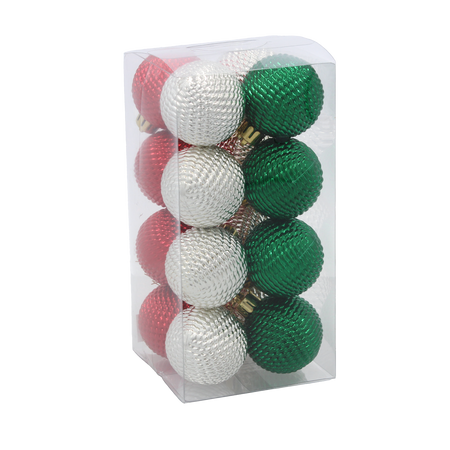 KPL. 16 BOMBEK 4 CM ZELENÝ / ČERVENÝ / BÍLÝ *3634