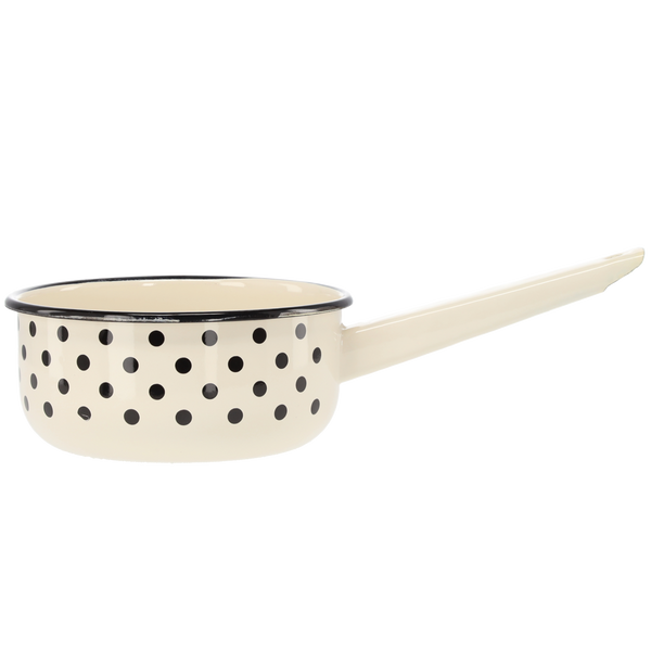 RONDEL EMALIOWANY Z RĄCZKĄ 1,5 L 16 CM BIAŁY KROPKI *3554