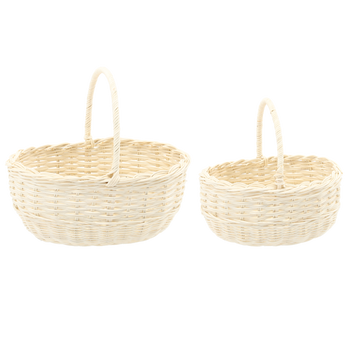 ZESTAW 2 KOSZYKÓW RATTANOWYCH Z UCHWYTEM – BIAŁY