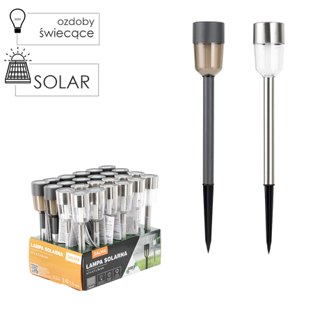LAMPĂ SOLARĂ SALMA 4,7 x 4,7 x 34 CM ARGINTIE TRANSPARENTĂ / GRI PĂCLĂMĂTOARE ALB CĂLDUR disp=24buc *4306