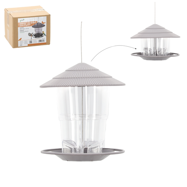 HANGING PLASTIC BIRD FEEDER 16.5 X 16.5 X 19 CM