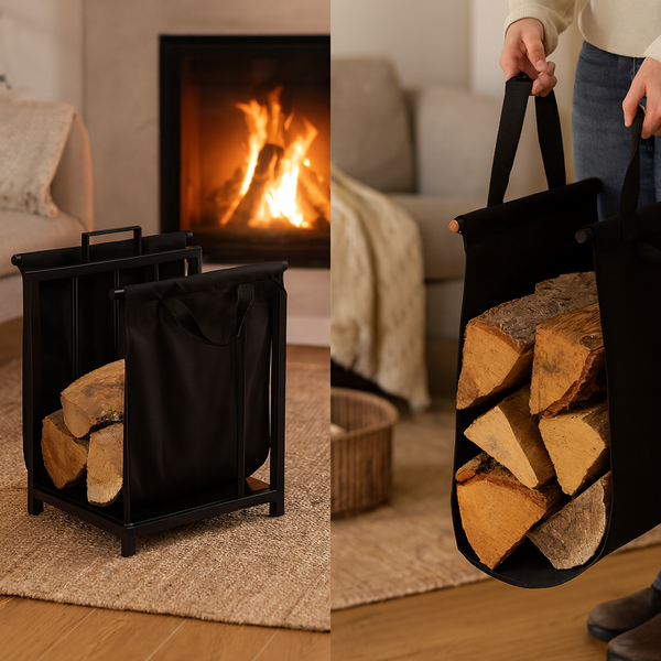 LOG HOLDER BLACK CANVAS CARRIER L20"