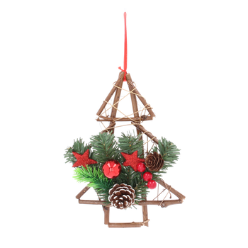 WOODEN HANGING CHRISTMAS TREE WITH CONES 25 CM
