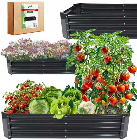 GRĂDINĂ DE LEGUME ȘI FLORI 180 X 90 X 30 CM RECTANGULARĂ ANTRACIT *8410