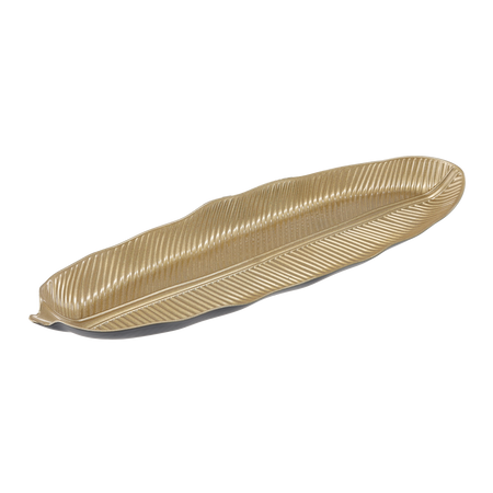 DEKORAČNÝ PODNOS 50 x 16 x 3,5 CM ZLATÝ ELLIPTICKÝ LIST bal=6ks *7830