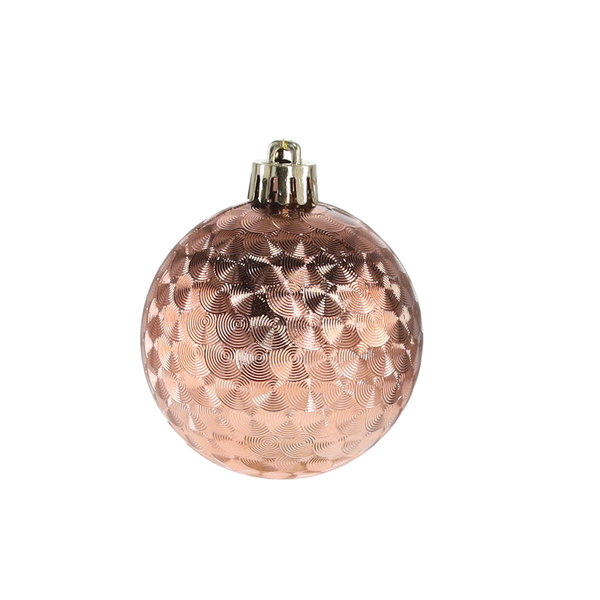 SET OF 24 BAUBLES 6 CM OLIVE/COPPER/GRAPHITE MIX DESIGNS