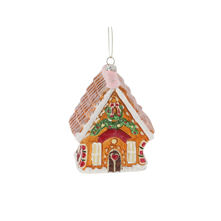 BOMBKA SZKLANA - CHATKA Z PIERNIKA 9 x 6,7 x 11,8 CM opak=6szt *2355