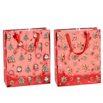 CHRISTMAS GIFT BAG "CHRISTMAS GINGERBREADS" 30 x 42 x 12 CM MIX DESIGNS