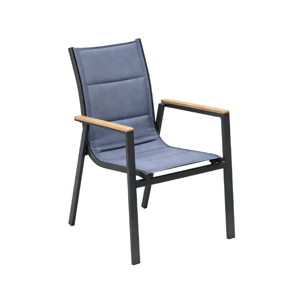 KRZESŁO ALUMINIOWE OGRODOWE POLYWOOD 64 x 55 x 91 CM CIEMNE SZARE