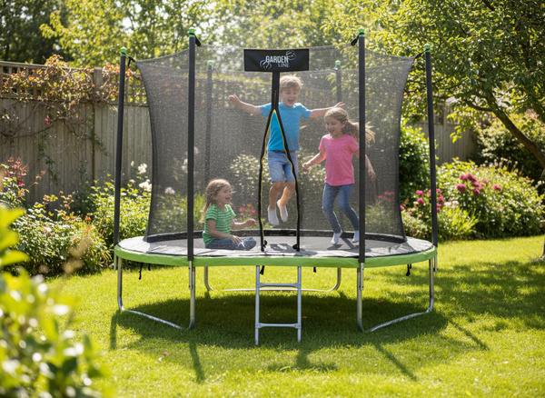 TRAMPOLINA 8FT 252 CM Z DRABINKĄ I SIATKĄ WEWNĘTRZNĄ