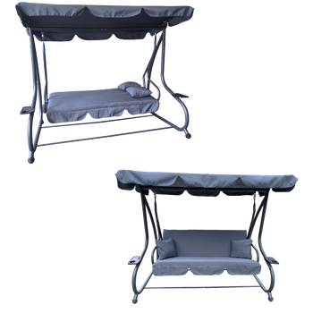 GARDEN SWING 210 X 120 X 170 CM ANTHRACITE WITH SUNBED FUNCTION
