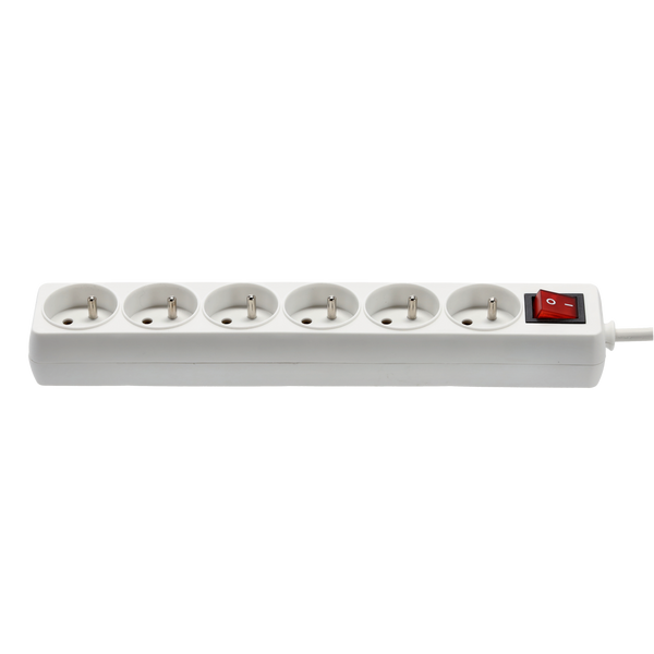 EXTENSION CORD POWER STRIP WITH SWITCH 6 SOCKETS 3 M WHITE