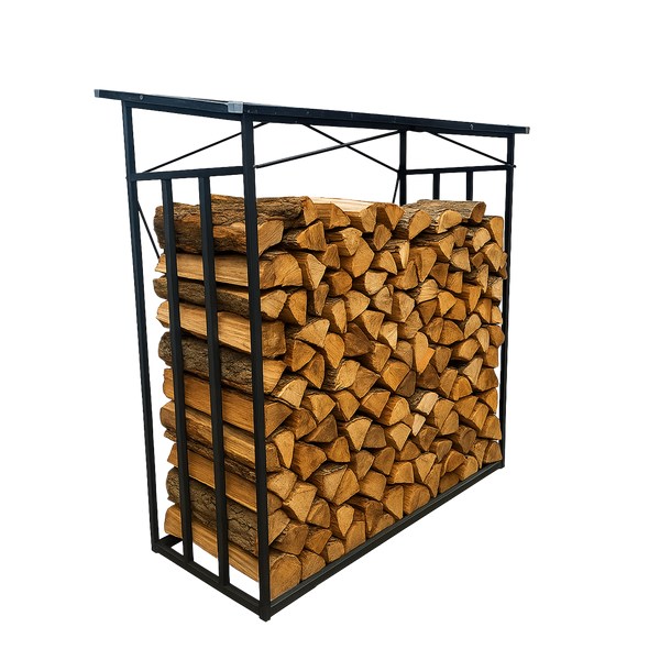 STOJAK METALOWY Z DASZKIEM NA DREWNO OPAŁOWE 185 cm x 70 cm x 185 cm *6332