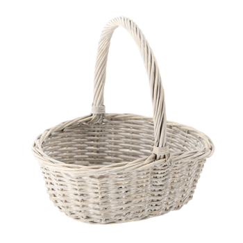 RATTAN BASKET 36 X 29 X 16 X 13/35 CM WITH HANDLE – LIGHT GREY