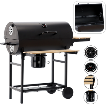 BARREL CHARCOAL GRILL WITH LID AND WHEELS 101 x 70,5 x 94,5 CM