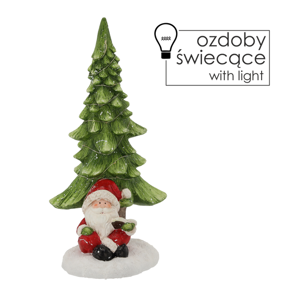 FIGURKA BOŻONAR. – MIKOŁAJ Z CHOINKĄ LED 19,5 x 20,5 x 43 CM opak=1 szt *5159