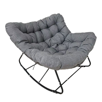 FOTEL BUJANY "SVINGA" 112 x 104 x 69 CM CIEMNOSZARY RATTAN, CIEMNOSZARE PODUSZKI *0432