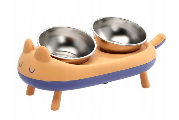 SET DE DOUĂ CASTROANE DIN OŢEL INOXIDABIL PENTRU CÂINE / Pisică PE STAND 41 X 20.5 X 15 CM *7734