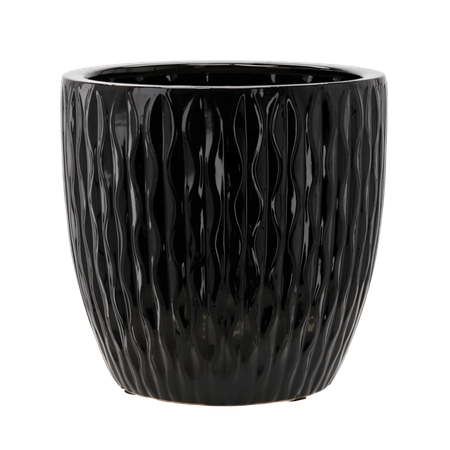 CERAMIC COVER FOR A POT 39 x 39 x 39 CM BLACK GLOSSY
