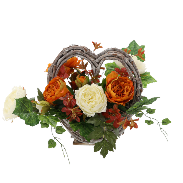 WREATH CH-29 (WIDTH 50 CM, HEIGHT 38 CM) SMALL HEART BASKET MIX COLOR
