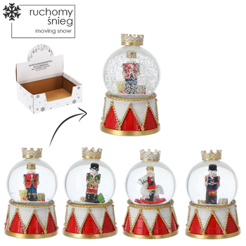CHRISTMAS SNOW GLOBE - NUTCRACKER 5.5 x 5 x 9 CM MIX OF DESIGNS disp=12pcs *5683