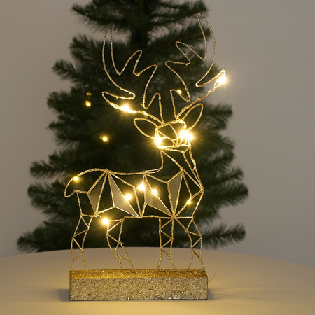 Vianočná ozdoba - stojaci LED sob 38 cm geometrický *6338