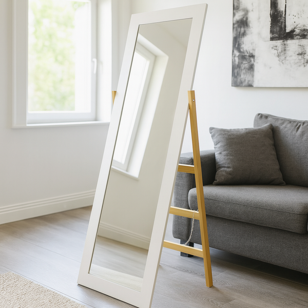 LUSTRO STOJĄCE DREWNIANE NOGI DRABINKA 54 x 41 x 157 CM *9757