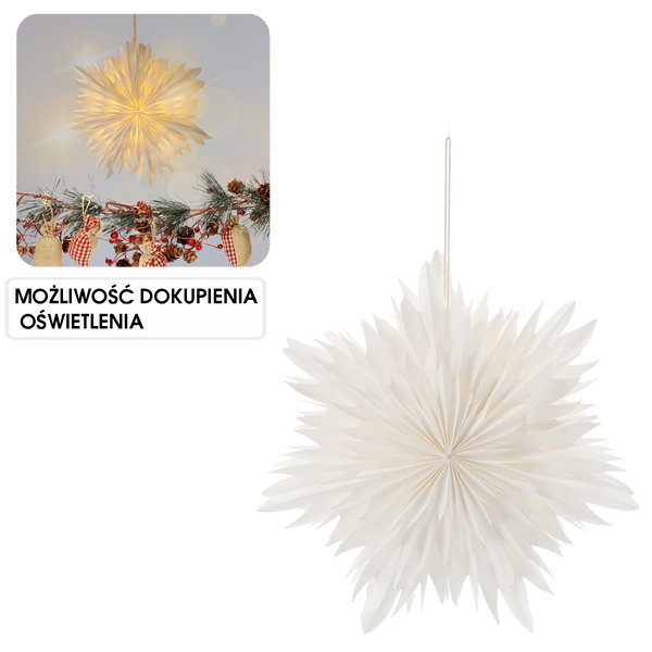 PAPER DECORATIVE STAR 40 CM WHITE DOUBLE-LAYER