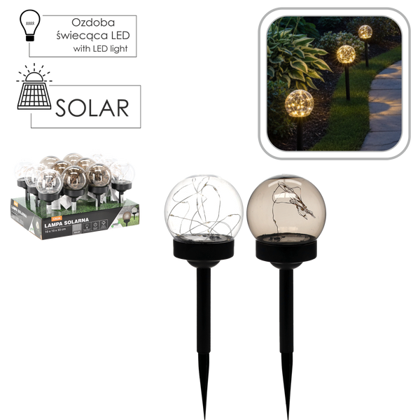 LAMPĂ SOLARĂ CALIA 10 x 10 x 33 CM NEAGRĂ DYMIONA / NEAGRĂ TRANSPARENTĂ ALB CALD disp=12 buc *4283