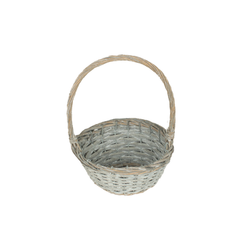 WICKER BASKET 20 x 10 x 28 CM WITH HANDLE - GREY