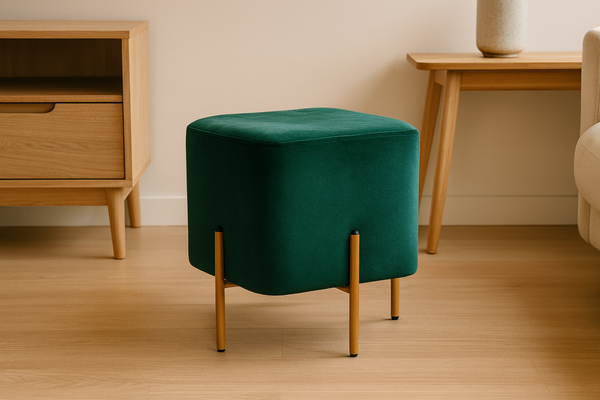 PUFA KWADRATOWA NA NÓŻKACH 35 x 35 x 40 CM CIEMNOZIELONA *3895