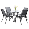 ZESTAW MEBLI OGRODOWYCH - 4 KRZESŁA + OKRĄGŁY STOLIK - CZARNY